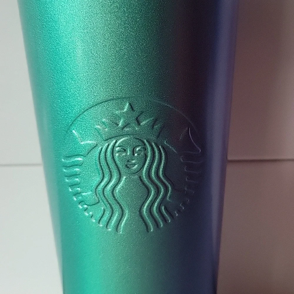 Starbucks 2019 Blue & Teal Metallic Ombre Stainless Steel 24oz Tumbler